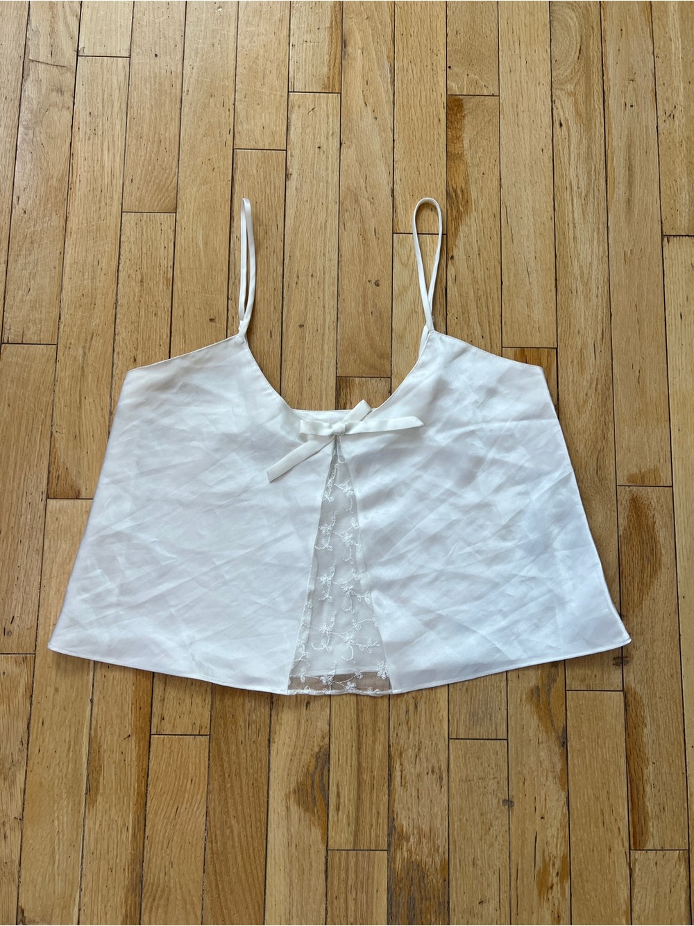 La Senza White Satin Lace Cami Top Medium Y2K Coquette Balletcore 2000s Romantic